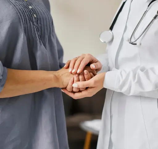 A care provider and a person